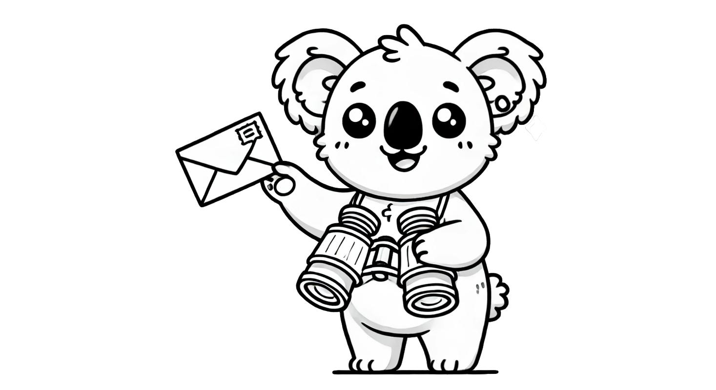 Koala holding an envelope